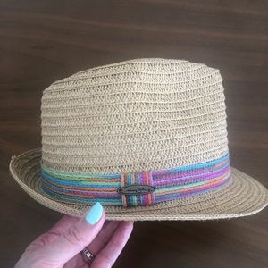 Panama Jack Original Straw Fedora Hat With Multi-Colored Band Unisex